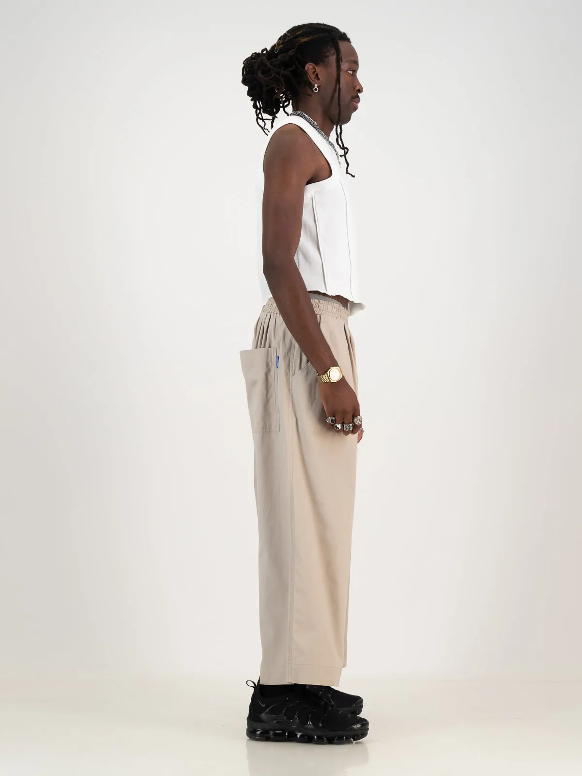 Cropped Cocoon Pants- Stone