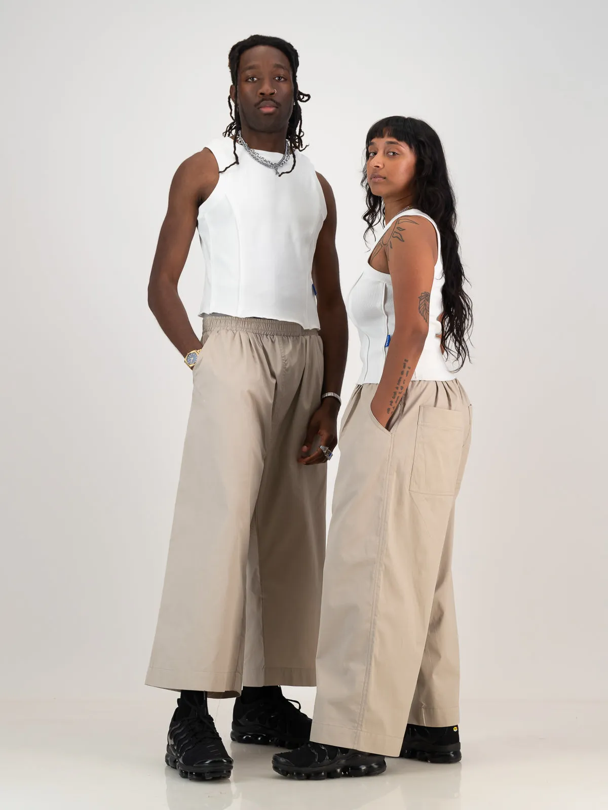 Cropped Cocoon Pants- Stone