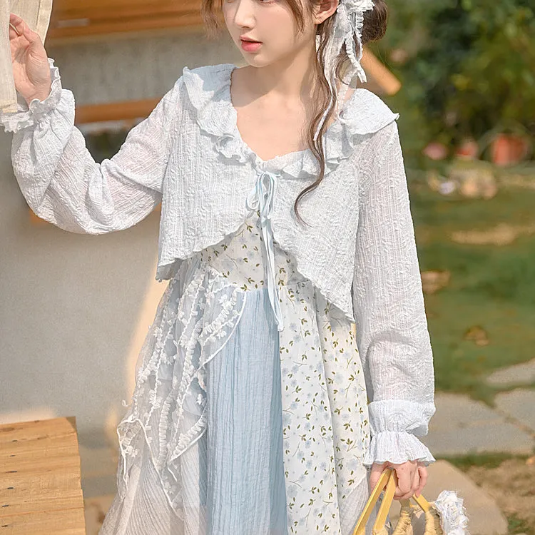 Cute Soft Girl Sky Blue Spring Cardigan ON626