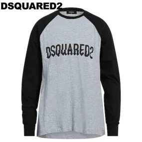 D SQUARED2  |Pullovers Long Sleeves Cotton Long Sleeve T-shirt Logo