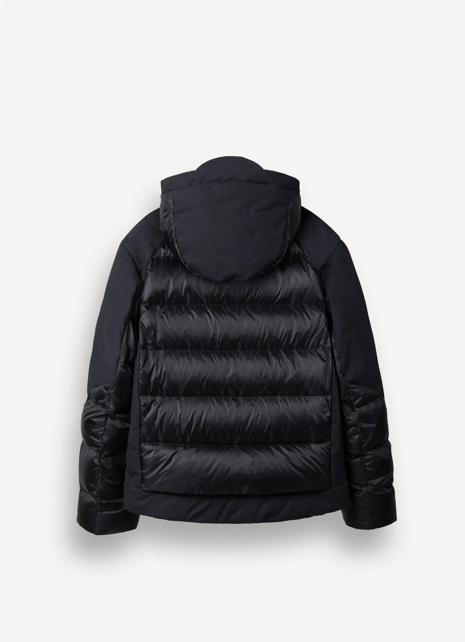 Down jacket with waxed sleeves-