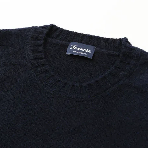 Drumohr  |Crew Neck Pullovers Stripes Wool Long Sleeves Plain Handmade