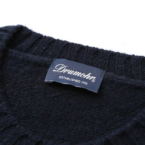 Drumohr  |Crew Neck Pullovers Stripes Wool Long Sleeves Plain Handmade