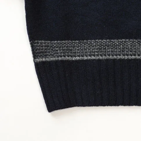 Drumohr  |Crew Neck Pullovers Stripes Wool Long Sleeves Plain Handmade