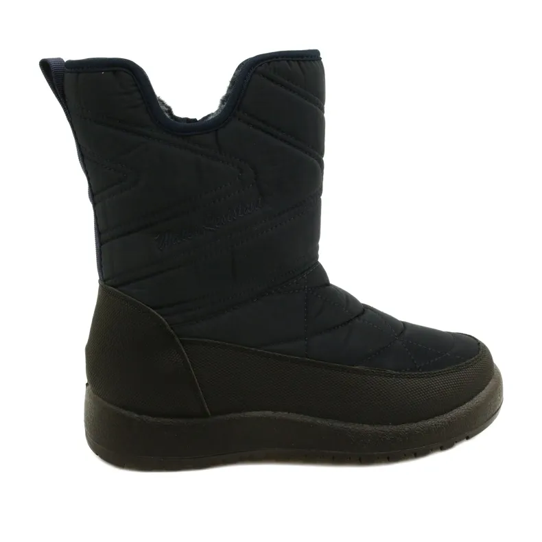 Evento Women's Water Resistant Navy snow boots black navy blue