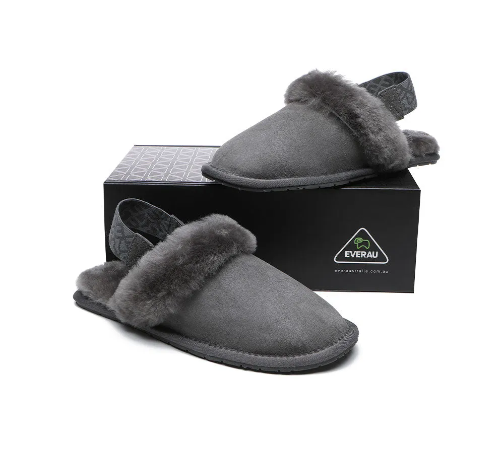 EVERAU Removable Strap Slingback Sheepskin Slippers Lonsdale