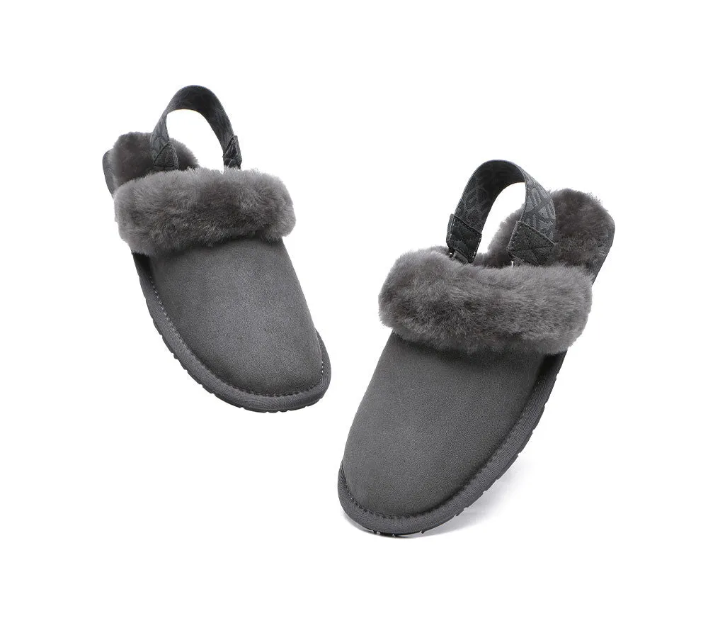 EVERAU Removable Strap Slingback Sheepskin Slippers Lonsdale