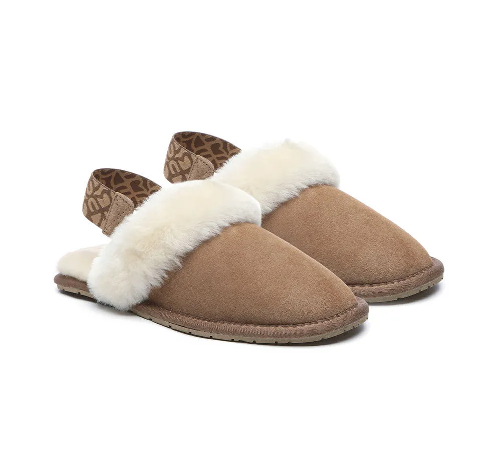 EVERAU Removable Strap Slingback Sheepskin Slippers Lonsdale