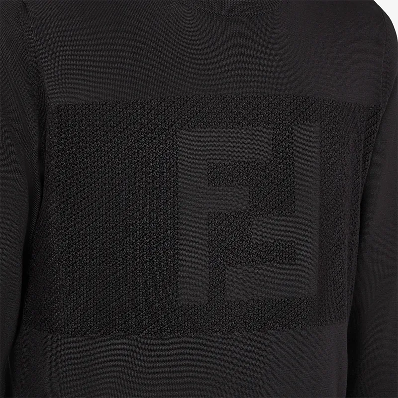 FENDI  |Crew Neck Pullovers Long Sleeves Plain Cotton Logo Luxury