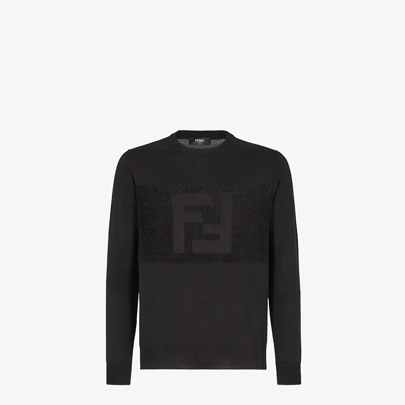 FENDI  |Crew Neck Pullovers Long Sleeves Plain Cotton Logo Luxury