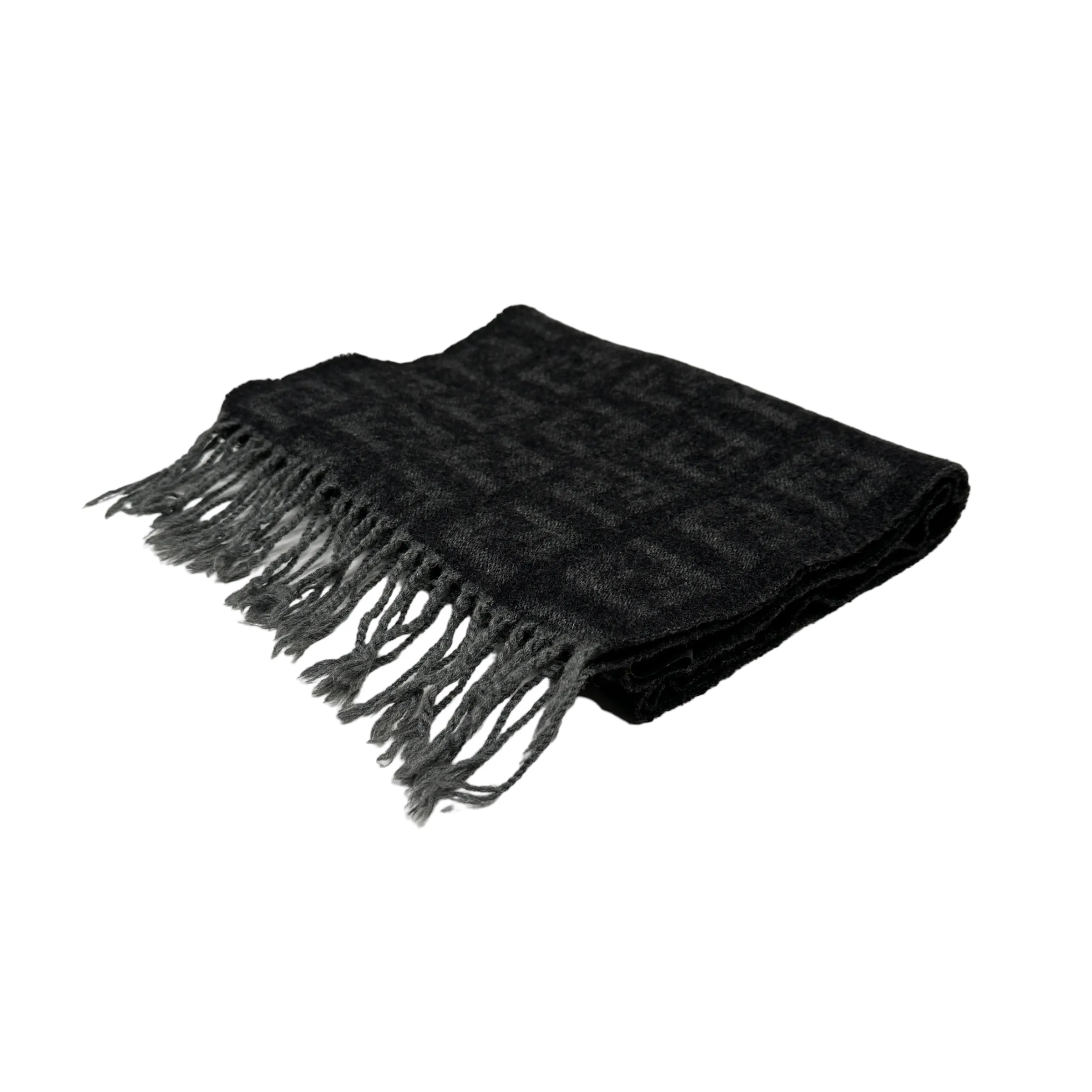 FENDI GREY ZUCCA MONOGRAM SCARF - WOOL/CASHMERE