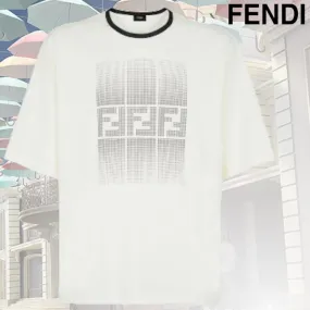 FENDI  |Pullovers Street Style Plain Cotton Short Sleeves Logo