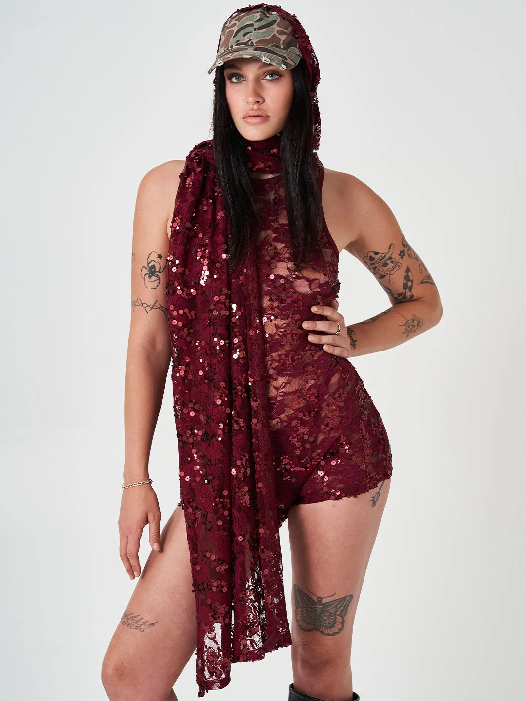 FINESSE PLAYSUIT SET - MAROON