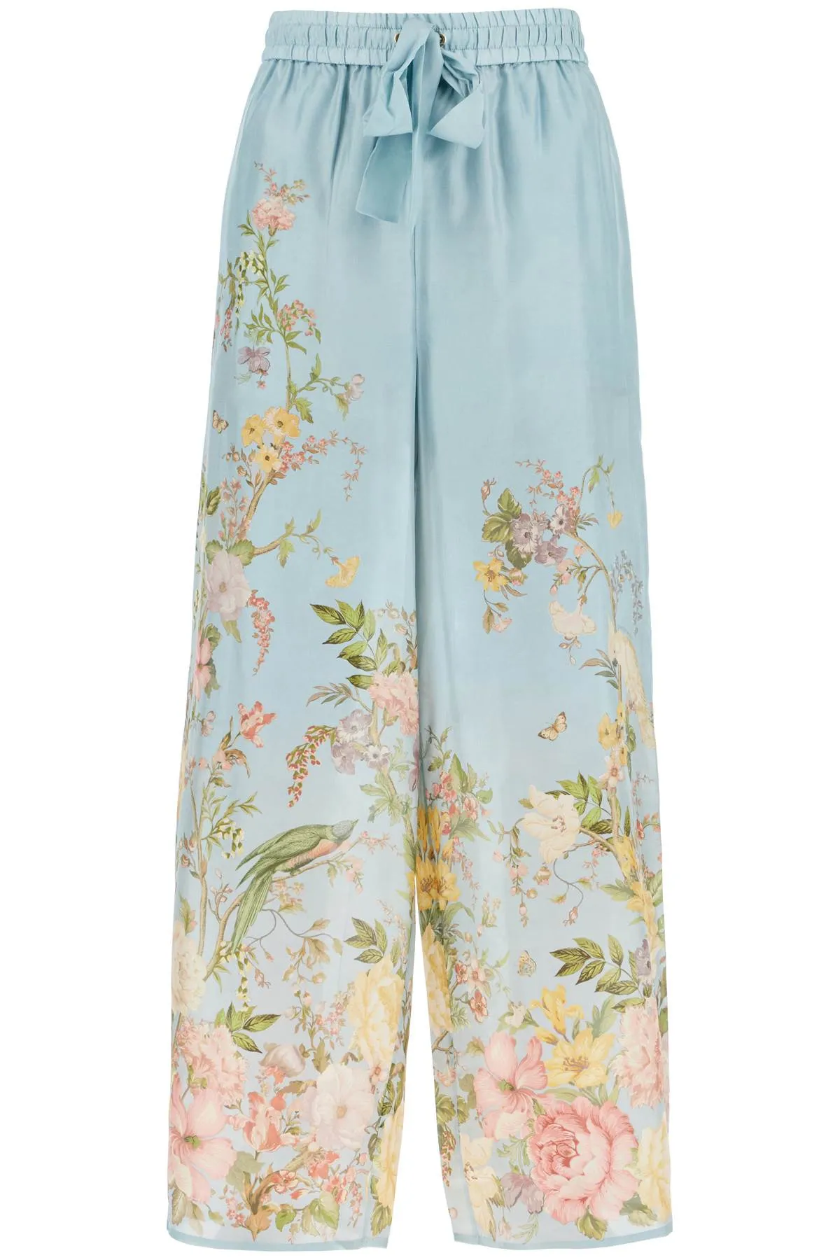 FLORAL PRINT SILK TROUSERS