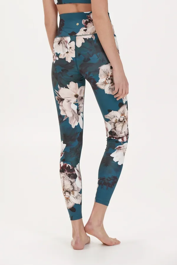 France Blue Floral High Waisted Activewear Leggings