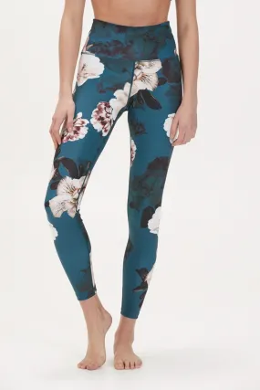 France Blue Floral High Waisted Activewear Leggings