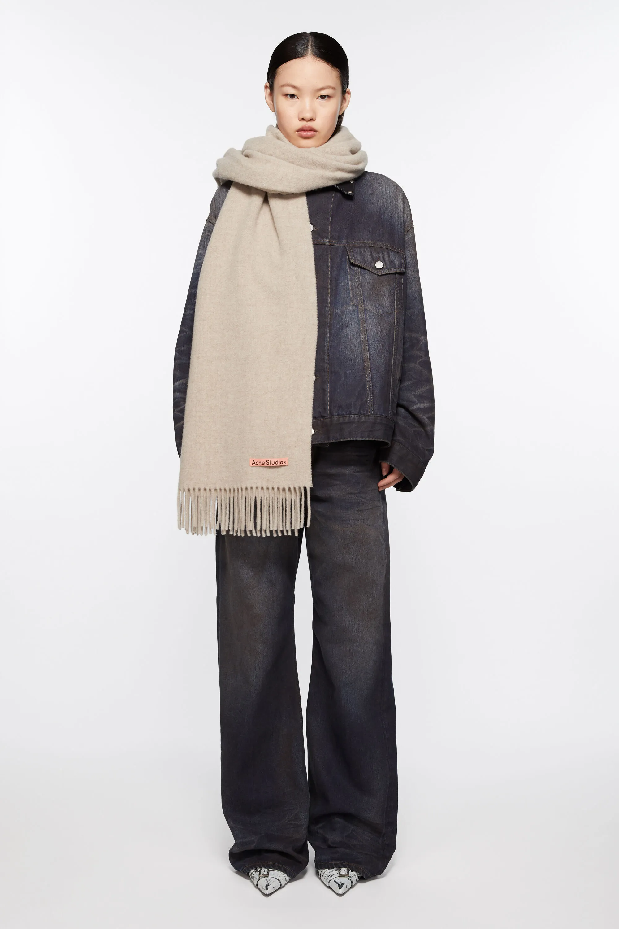 Fringe wool scarf - oversized