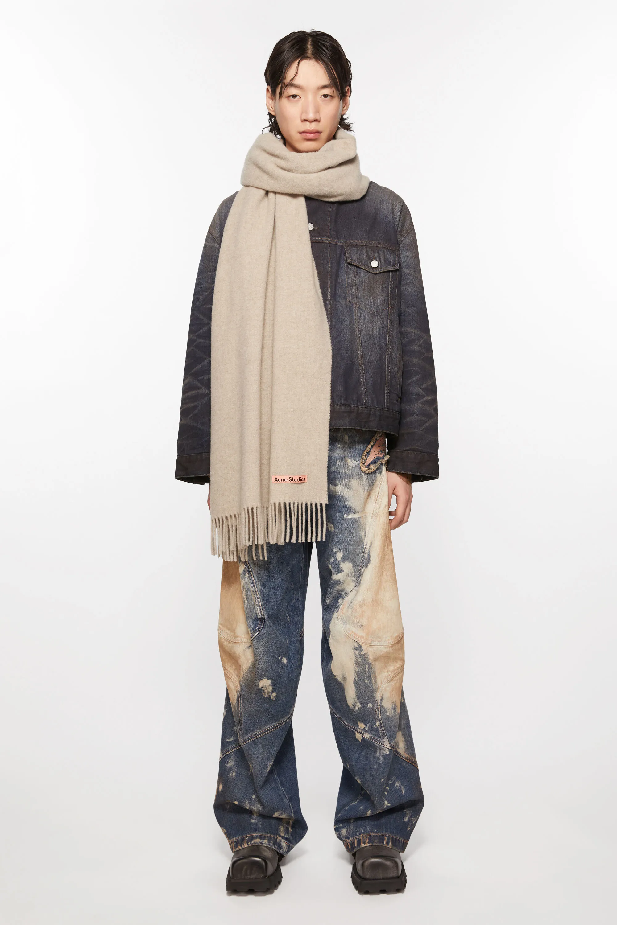 Fringe wool scarf - oversized