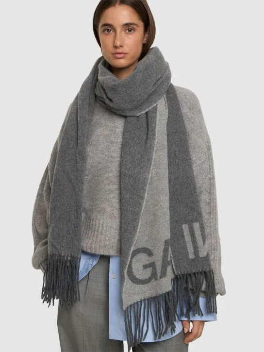 GANNI   Fringed wool scarf 