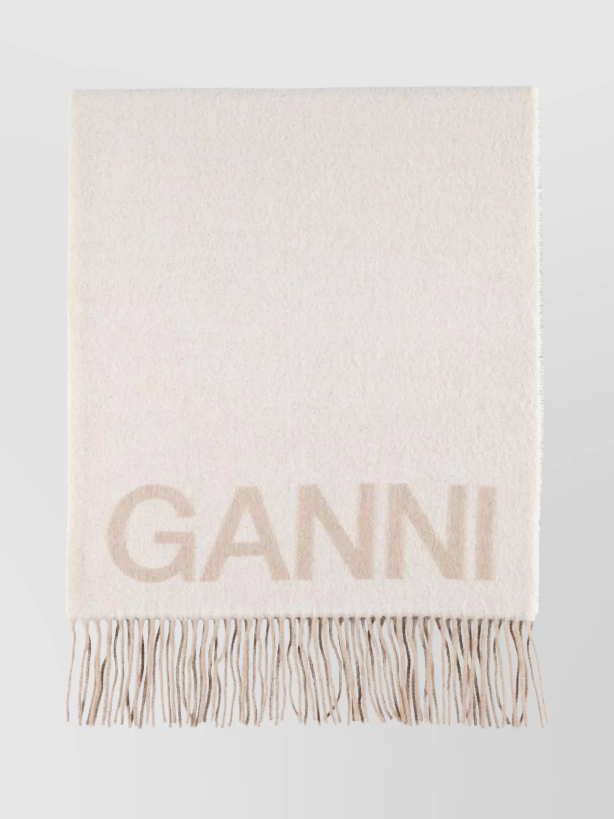 Ganni   Wool scarf fringe detail