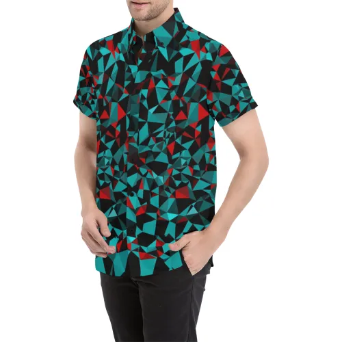 Geo Print Short Sleeve Button Up Shirt