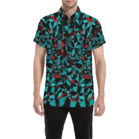 Geo Print Short Sleeve Button Up Shirt