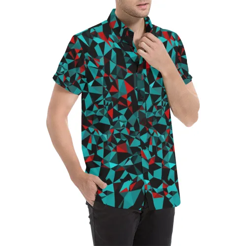 Geo Print Short Sleeve Button Up Shirt