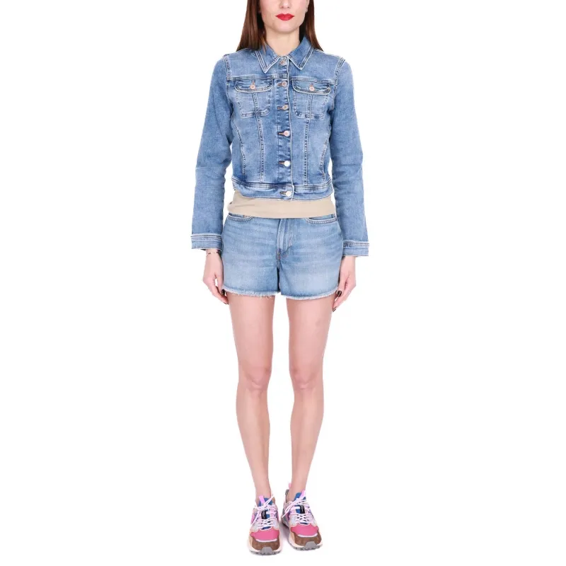 GIACCA JEANS CROPPED, BLU