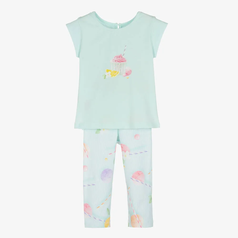 Girls Green Ice Cream Leggings Set