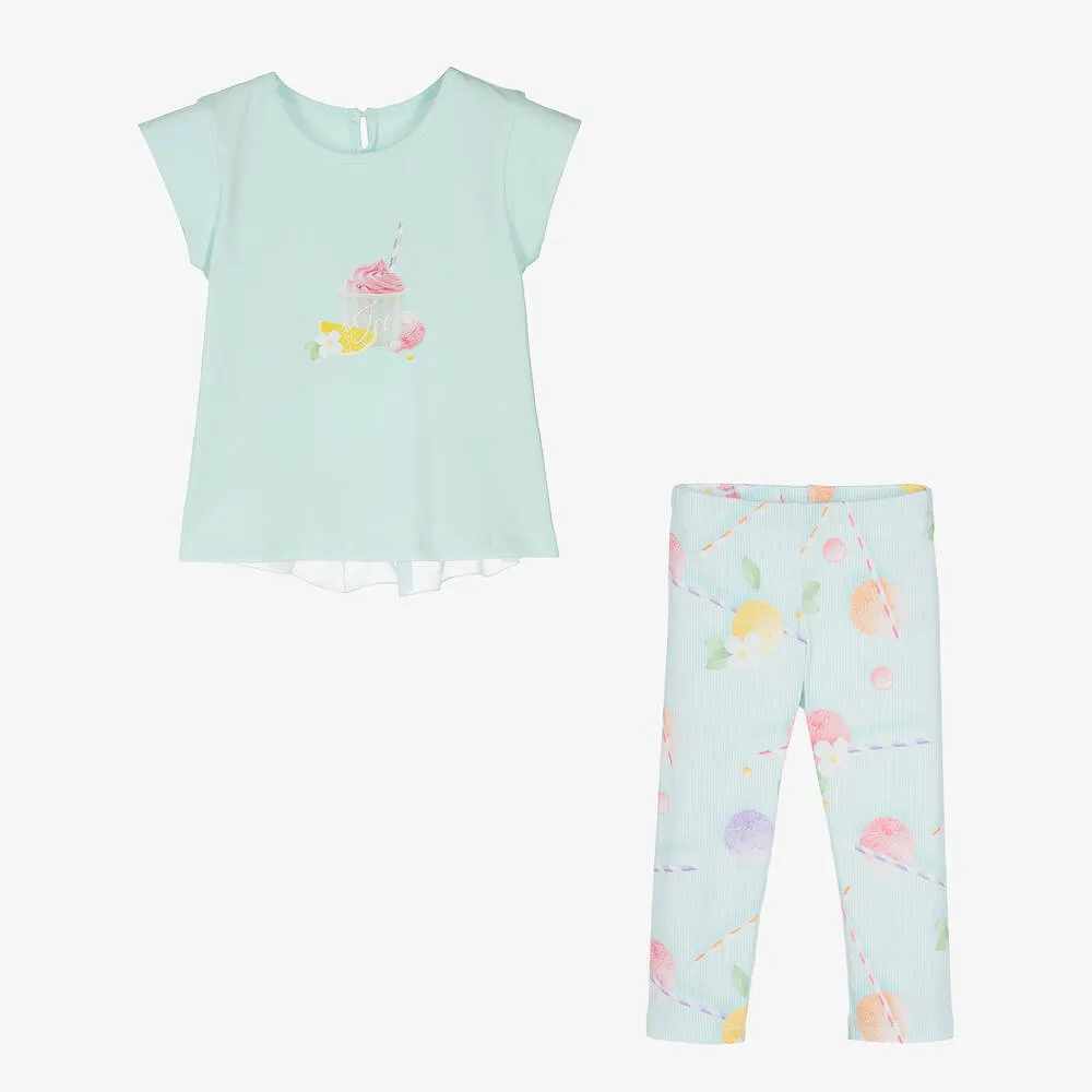 Girls Green Ice Cream Leggings Set