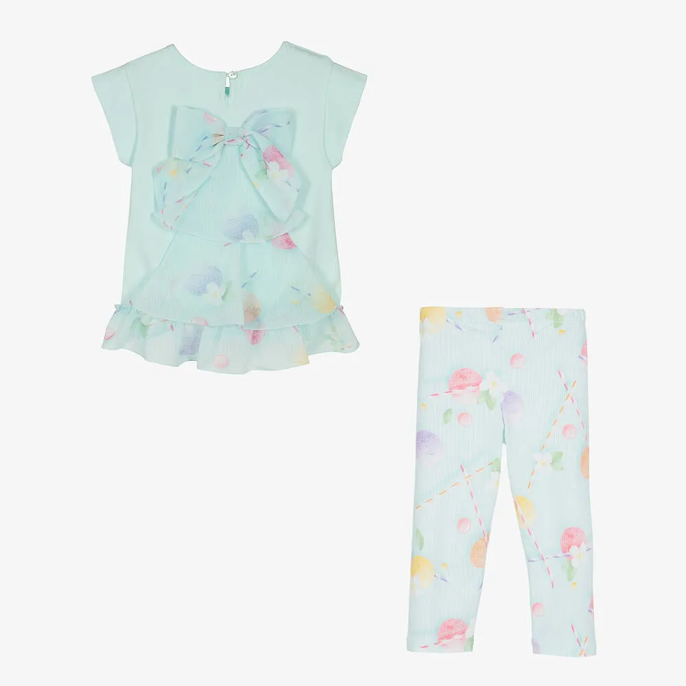 Girls Green Ice Cream Leggings Set