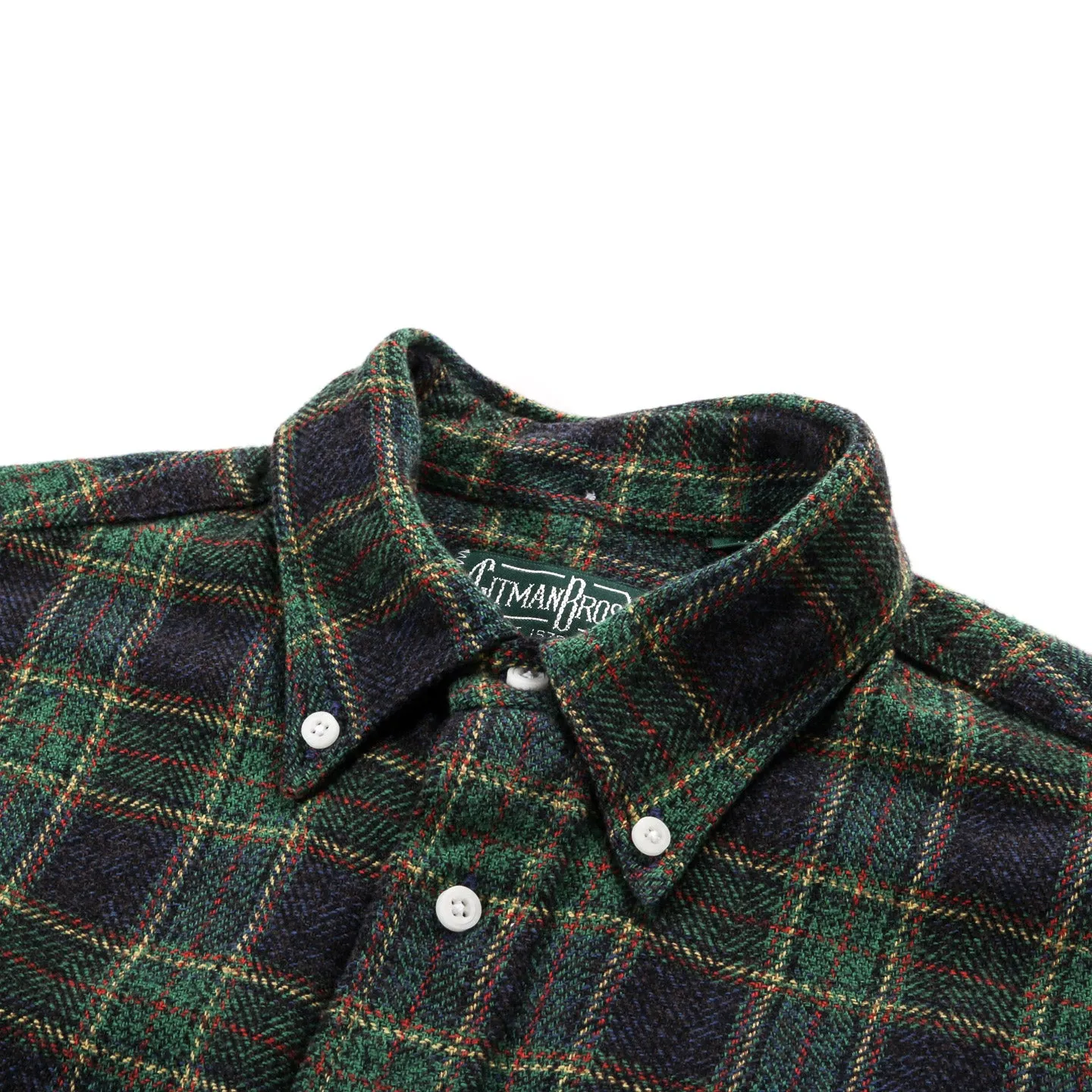 GITMAN VINTAGE BUTTON DOWN GREEN COTTON TWEED CHECK