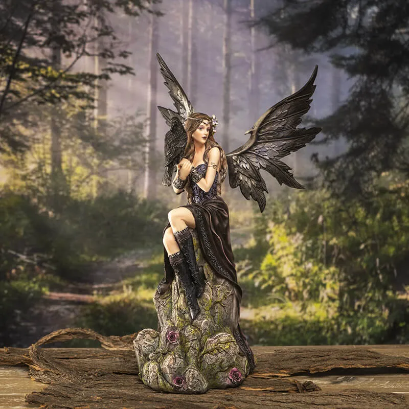 Gothic Fairy with Crow Figurine