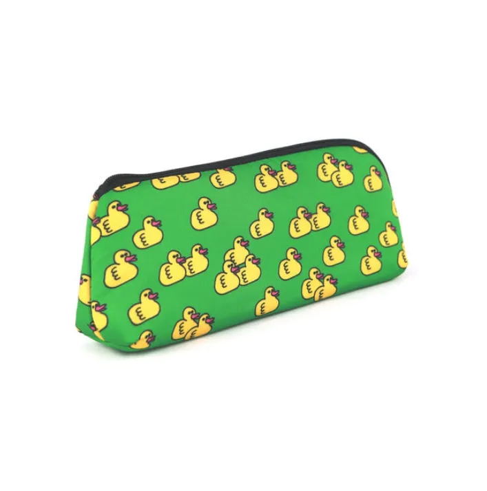 Green Yellow Duck Graphic Pencil Cases Stationery Zipper School 19cm Office Cosmetics Pouches Artists Designer Prints Gifts Bags