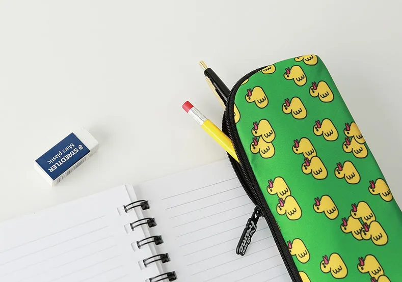 Green Yellow Duck Graphic Pencil Cases Stationery Zipper School 19cm Office Cosmetics Pouches Artists Designer Prints Gifts Bags