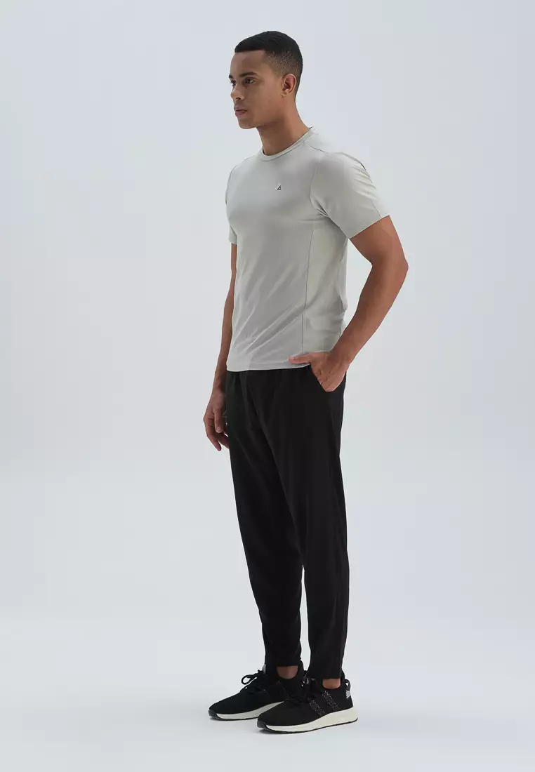 Grey T-Shirt, Crew Neck, Regular Fit, Short Sleeve Activewear for Men