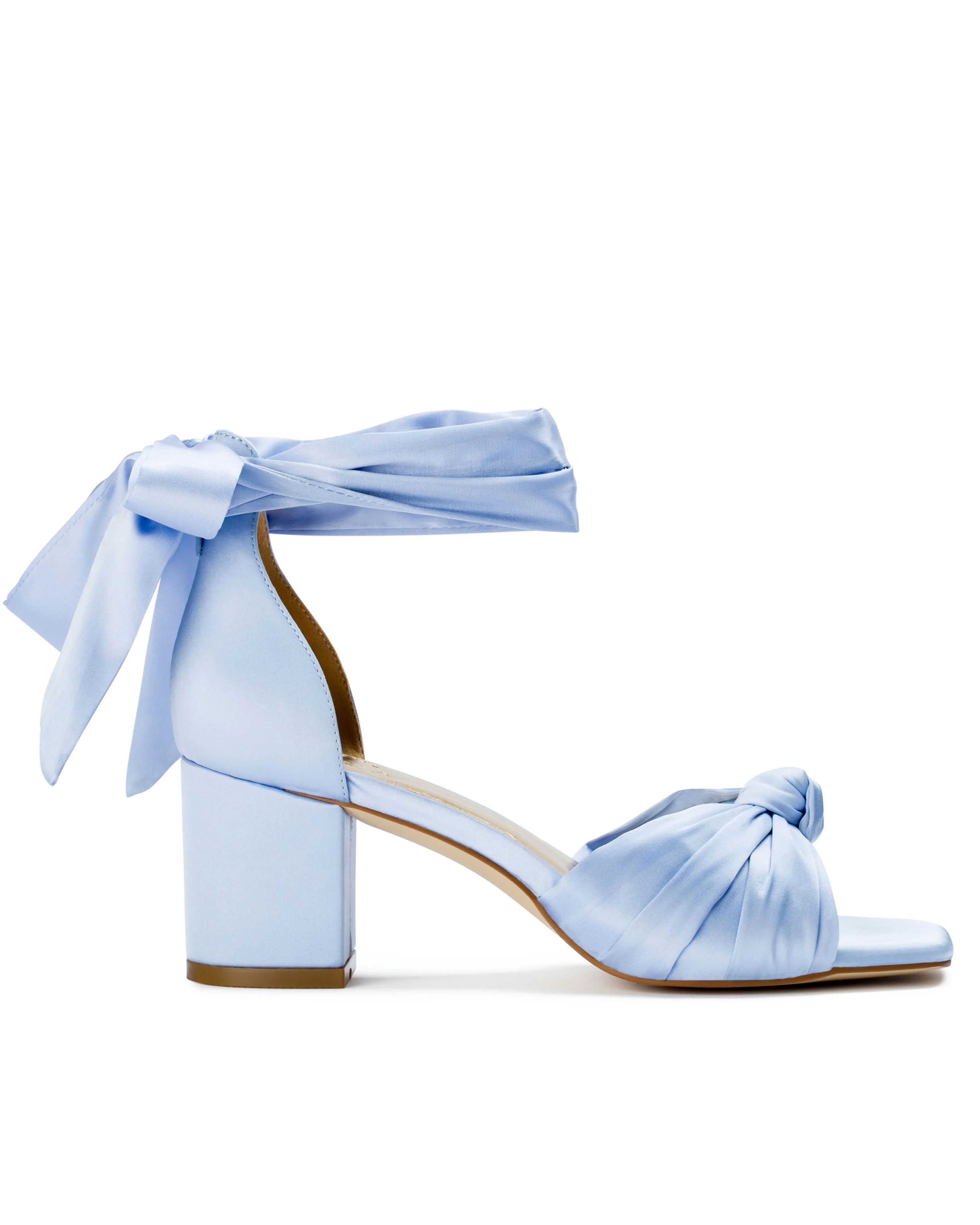 HONEY - BLUE SATIN LOW HEEL WEDDING SHOES