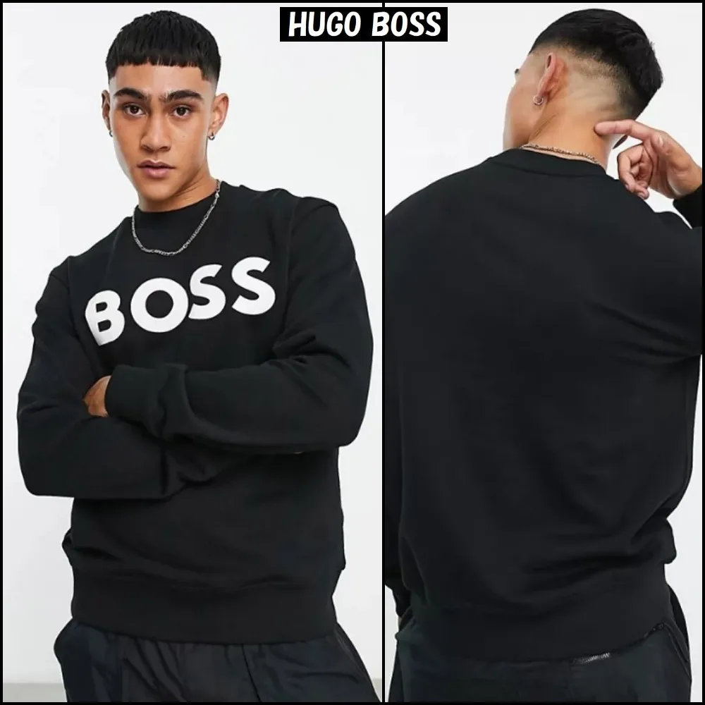 Hugo Boss  |Crew Neck Pullovers Long Sleeves Plain Cotton Logo