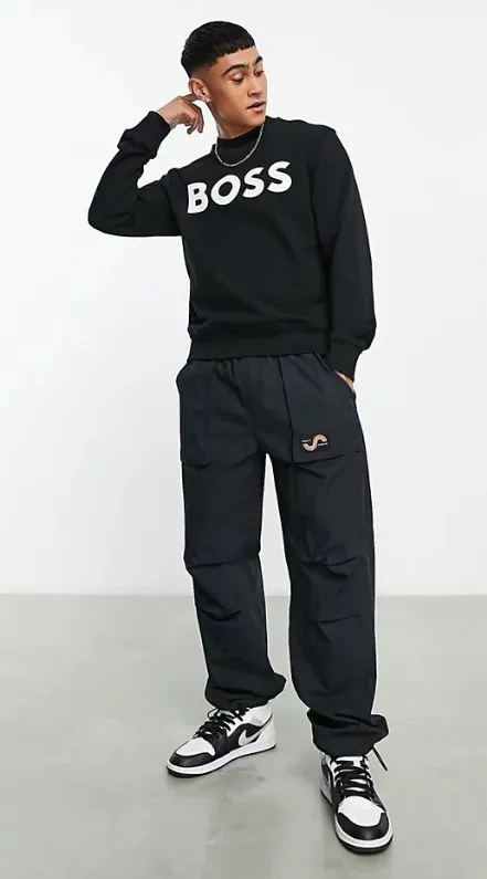 Hugo Boss  |Crew Neck Pullovers Long Sleeves Plain Cotton Logo