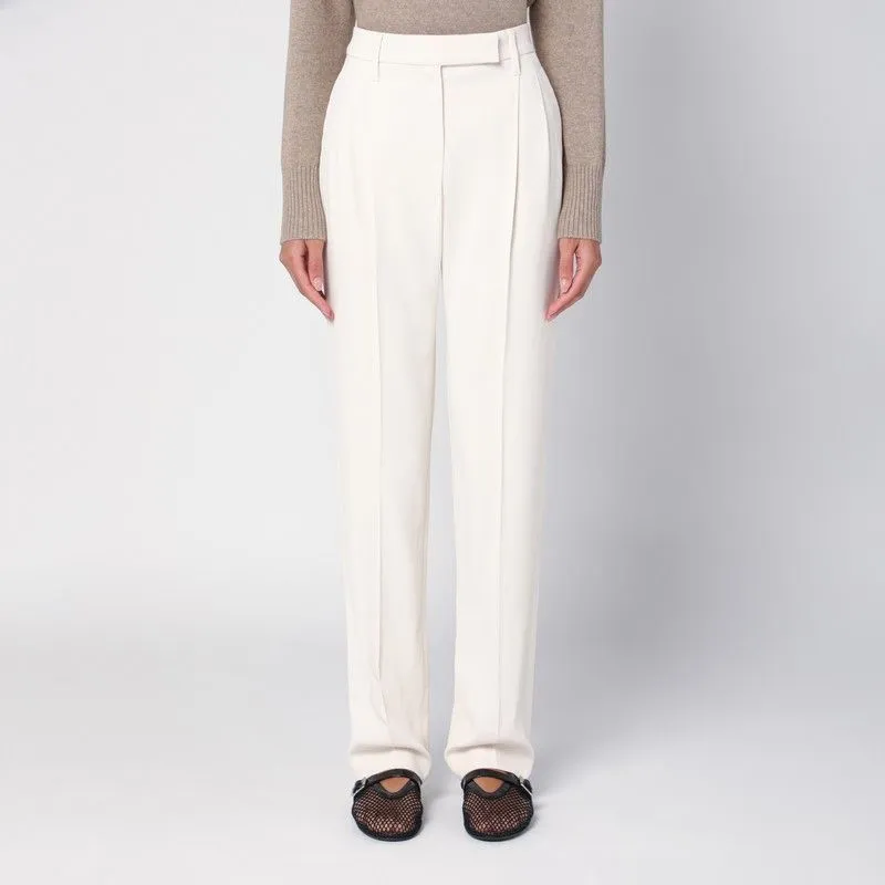 IVORY VISCOSE TROUSERS