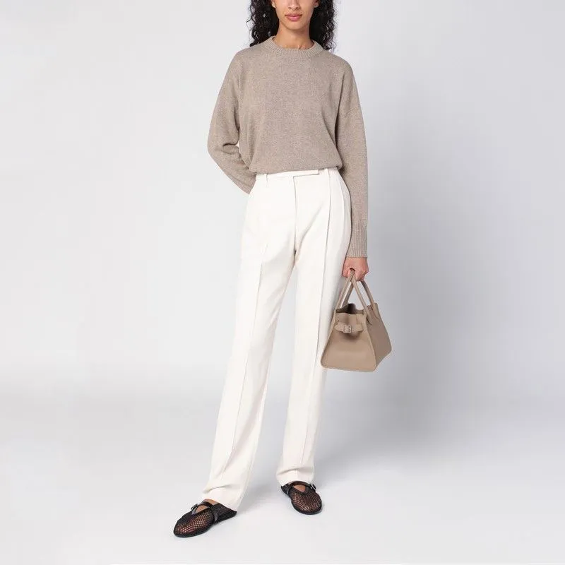 IVORY VISCOSE TROUSERS