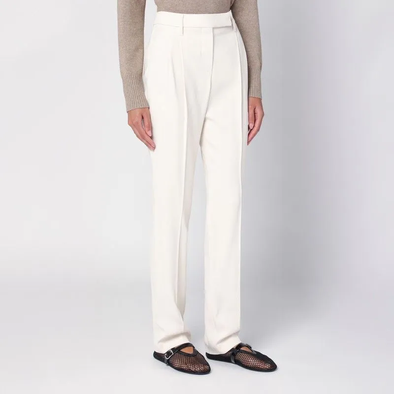 IVORY VISCOSE TROUSERS