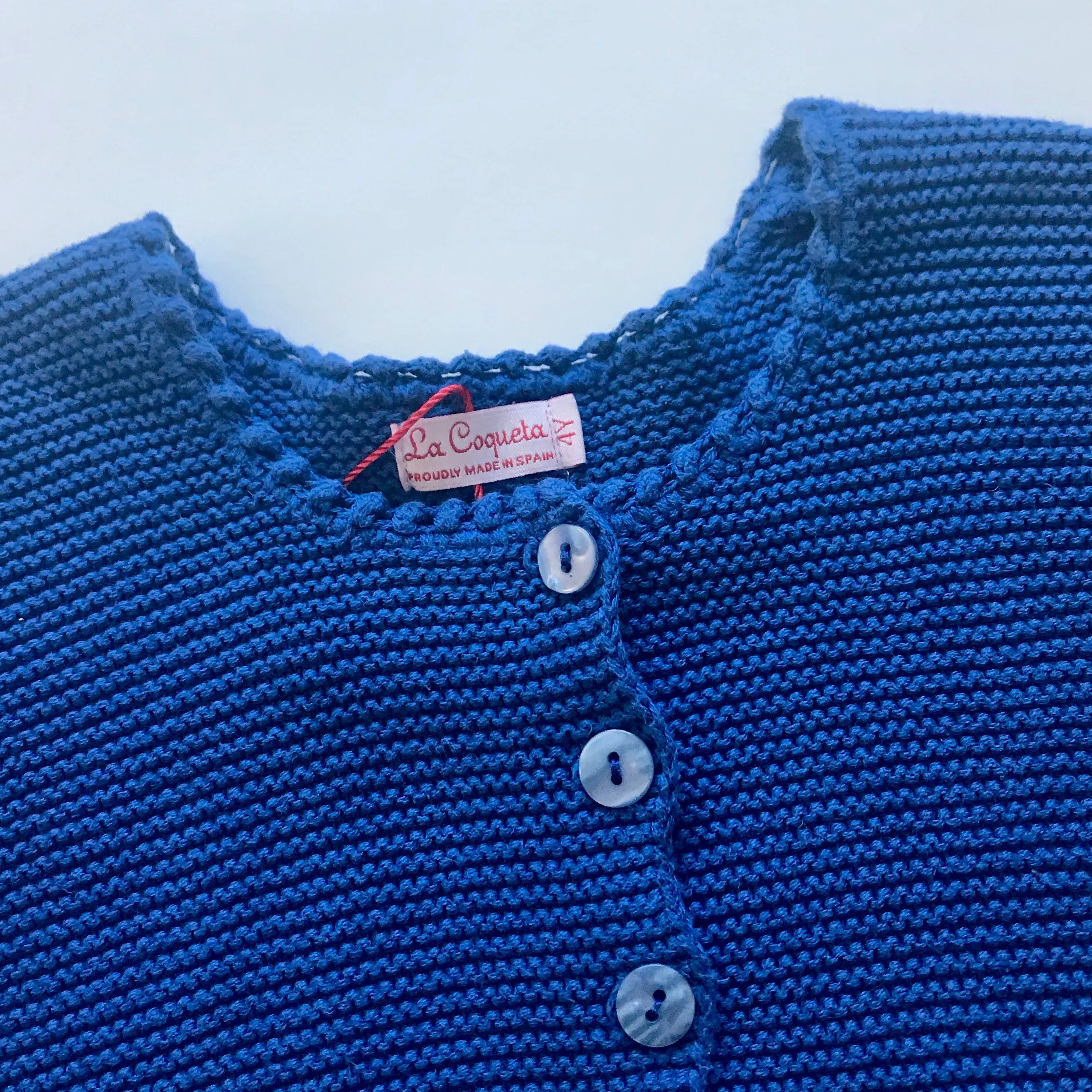 La Coqueta Royal Blue Cotton Rib Cardigan: 4 Years