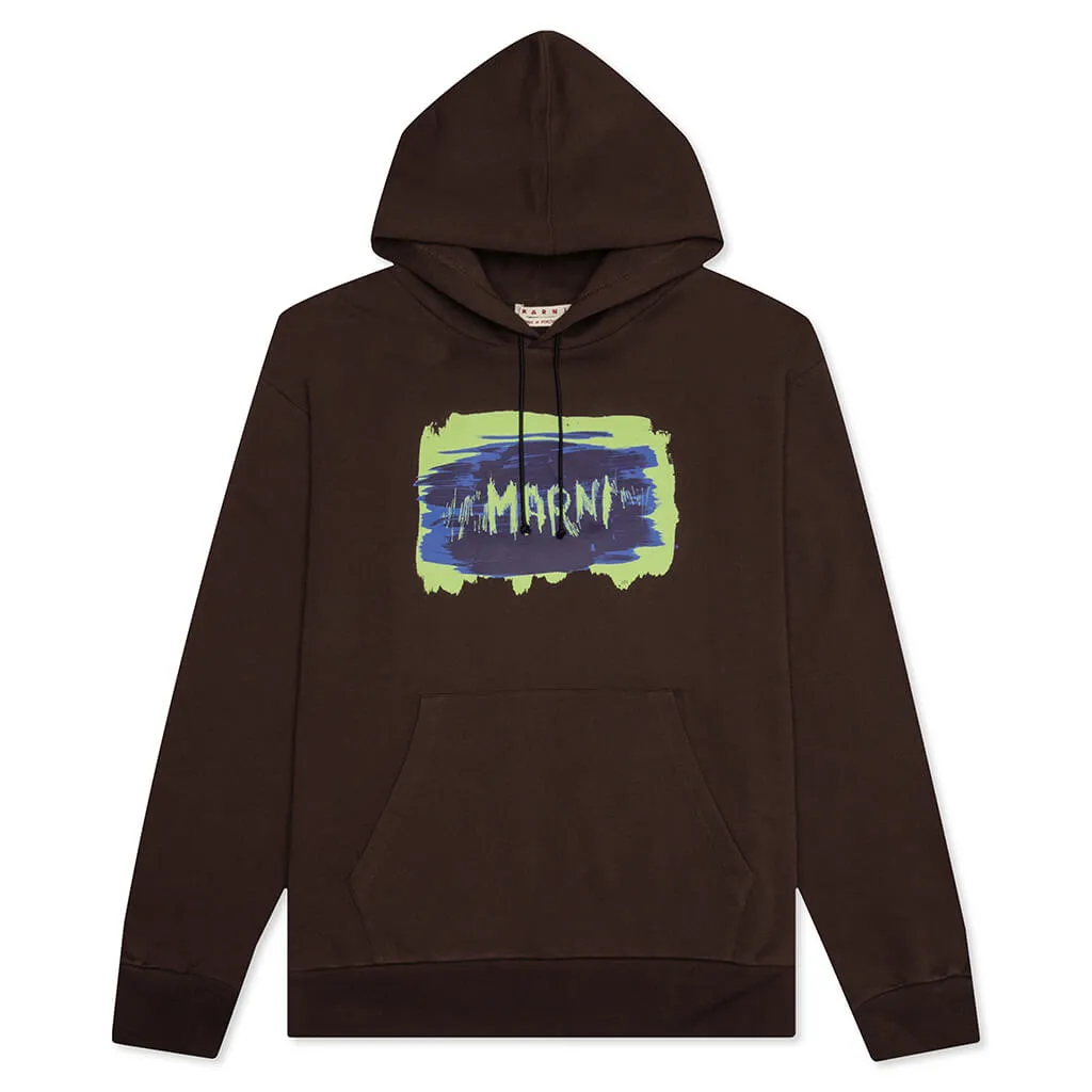 Long-Sleeved Hooded Sweatshirt - Cacao