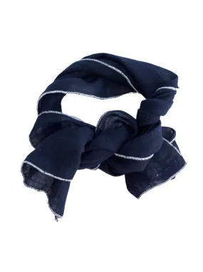 LORETTA SCARF | NAVY WITH OFF WHITE STITCH