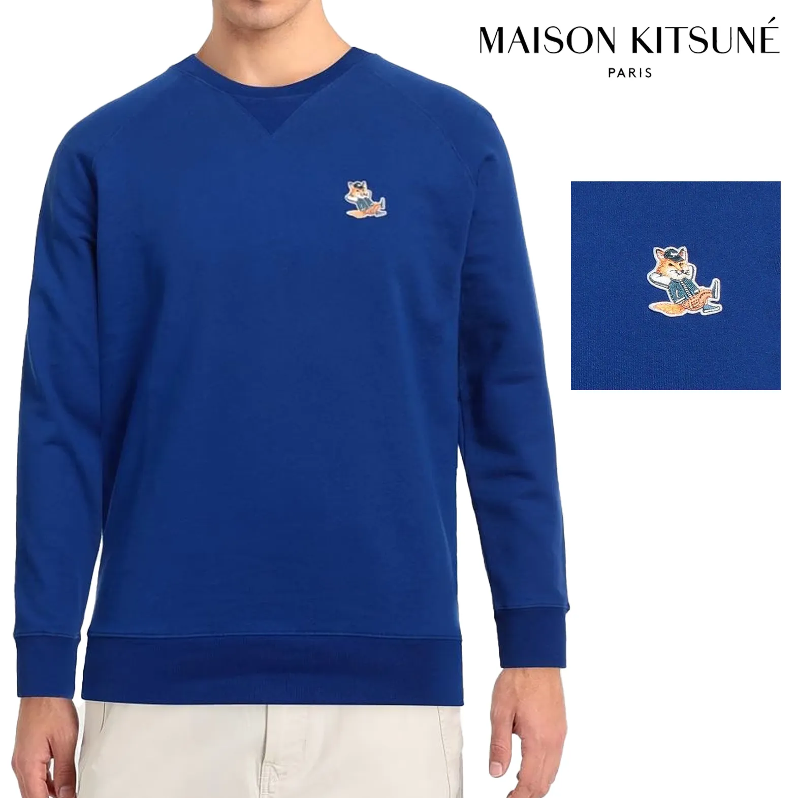 MAISON KITSUNE  |Crew Neck Pullovers Unisex Long Sleeves Plain Cotton Logo