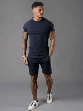 Men's Activewear 2-Piece Short Sleeves Jewel Neck Dark Navy