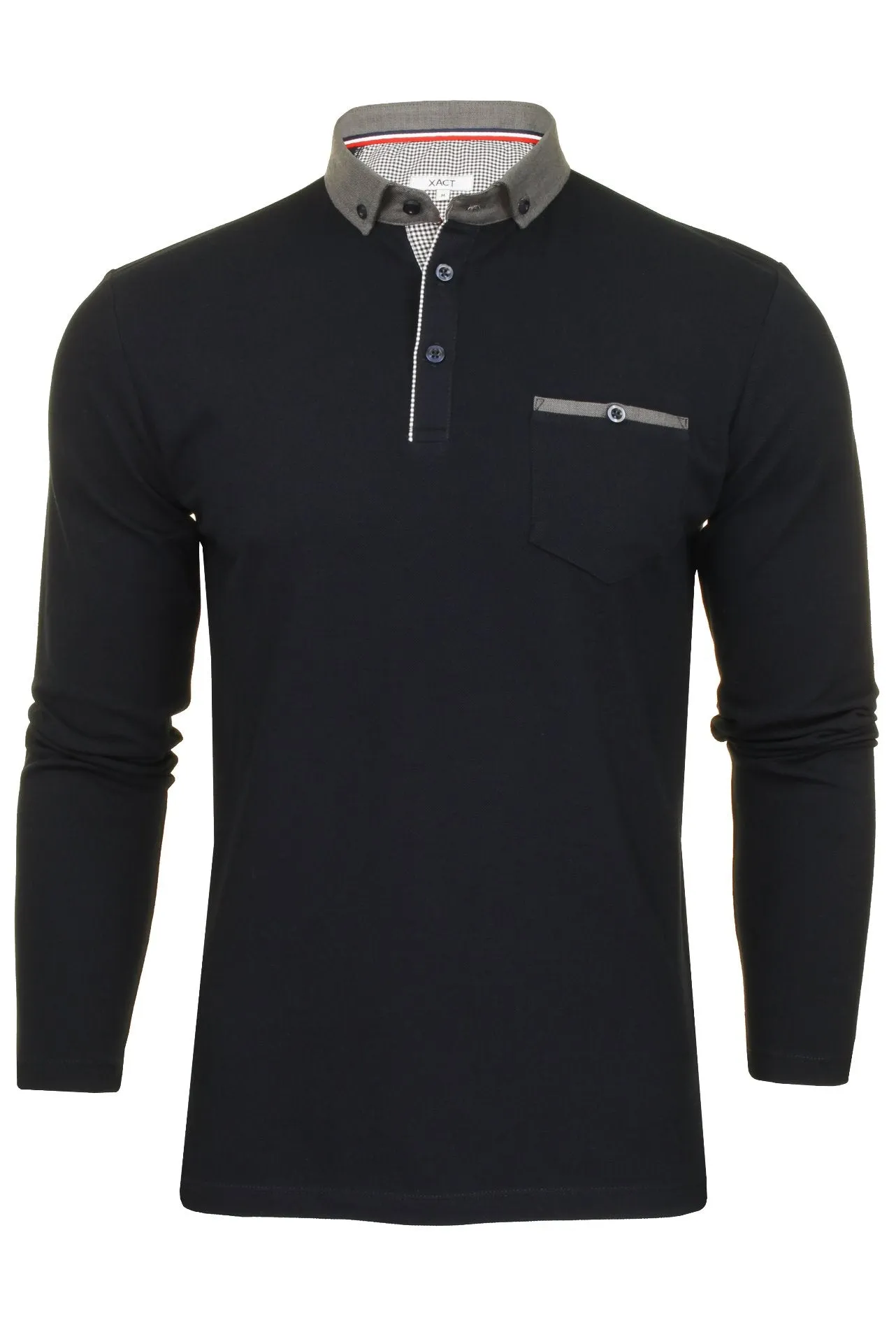 Mens Long Sleeved Button Down Collar Polo T-Shirt by Xact