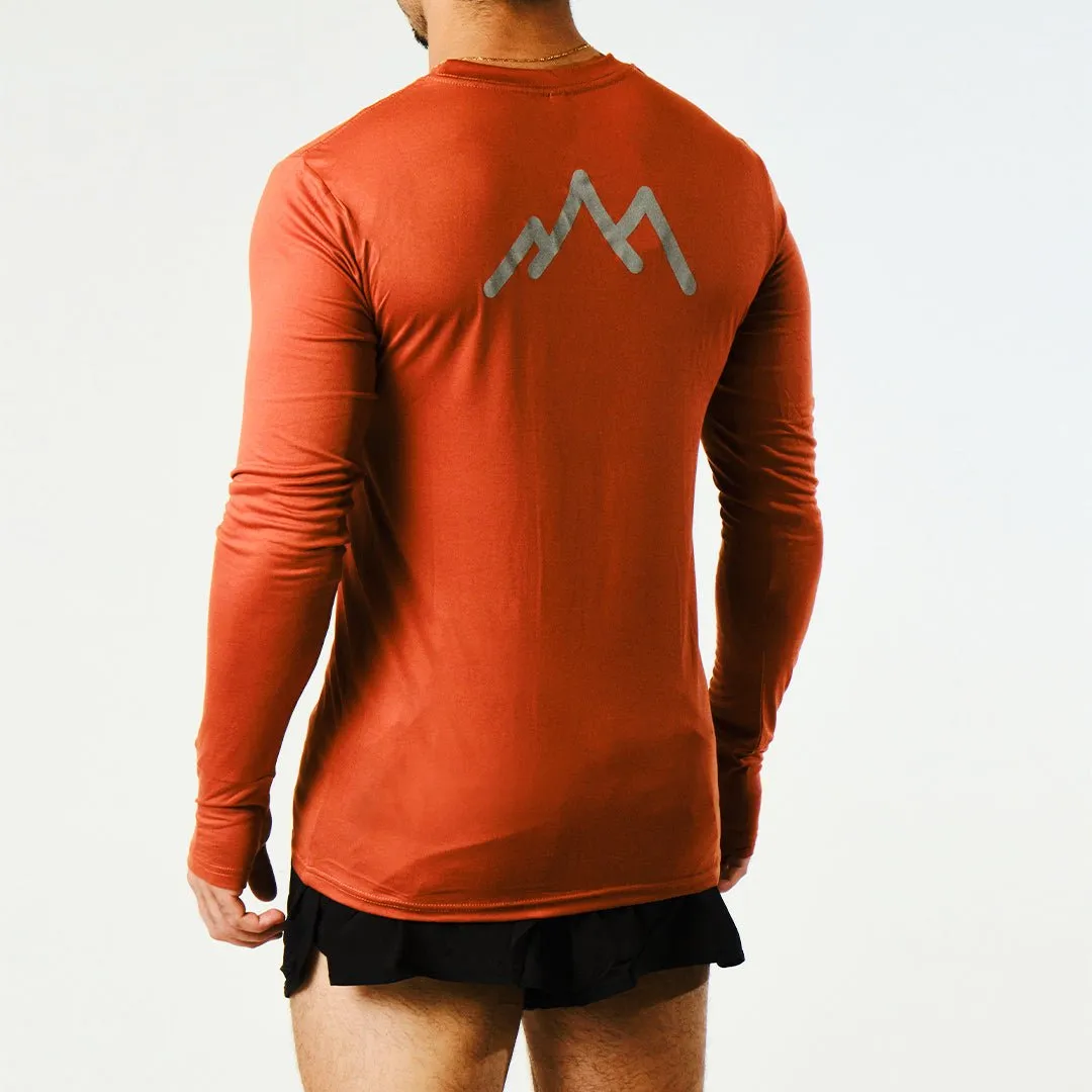 Men's Tarkine Long Sleeve  Ultra-Eco Run Tee (Orange/Standard Thickness)