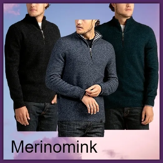 MERINOMINK  |Pullovers Unisex Wool Silk Fine Gauge V-Neck Long Sleeves